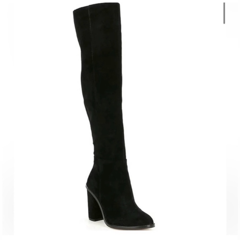 Gianni Bini Barrine Black Suede over the Knee block heel boot